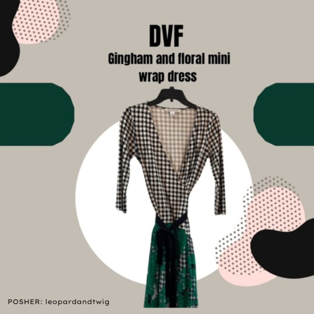 DVF Silk Riviera Gingham Print Wrap Dress